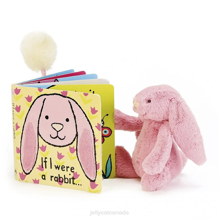 Jellycat If I Were A Rabbit Book and Bashful Tulip Bunny Pink BV0TH705 Book
