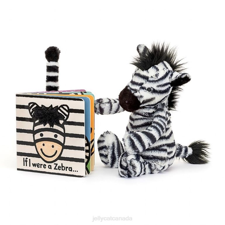 Jellycat If I Were A Zebra Board Book and Bashful Zebra Black and White BV0TH796 Book