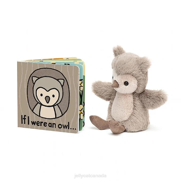 Jellycat If I Were An Owl Book and Willow Owl Grey and White BV0TH732 Book