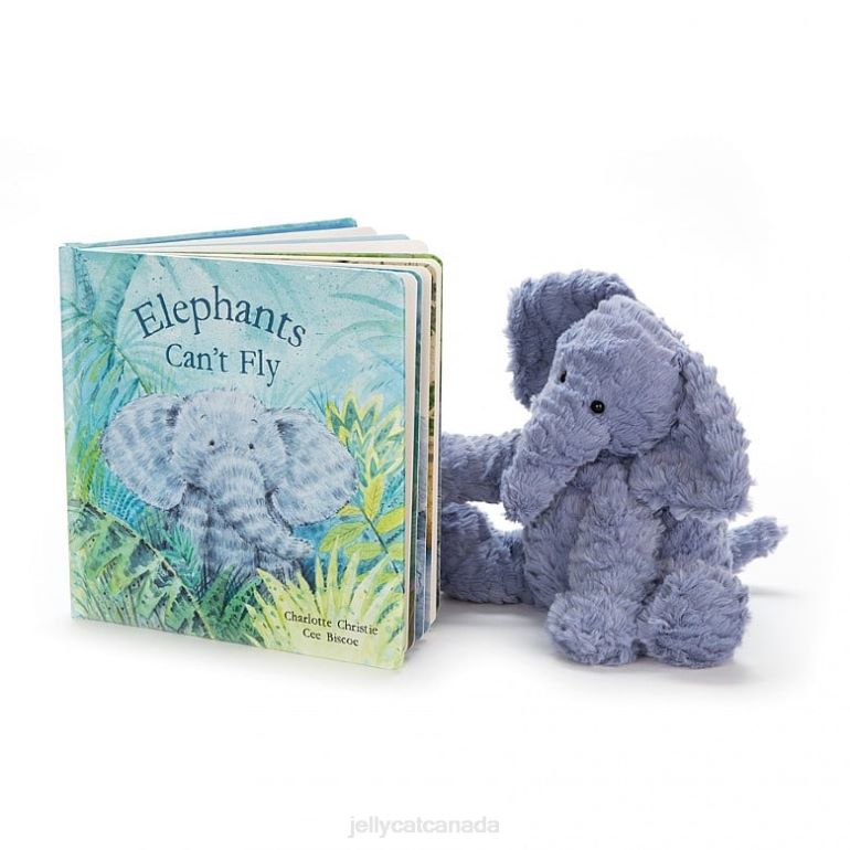 Jellycat Elephants Can't Fly Book and Fuddlewuddle Elephant Blue BV0TH736 Book