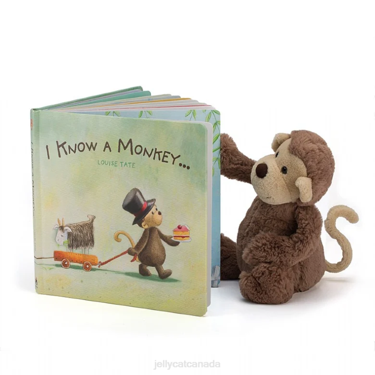 Jellycat I Know A Monkey Book and Bashful Monkey Brown BV0TH746 Book
