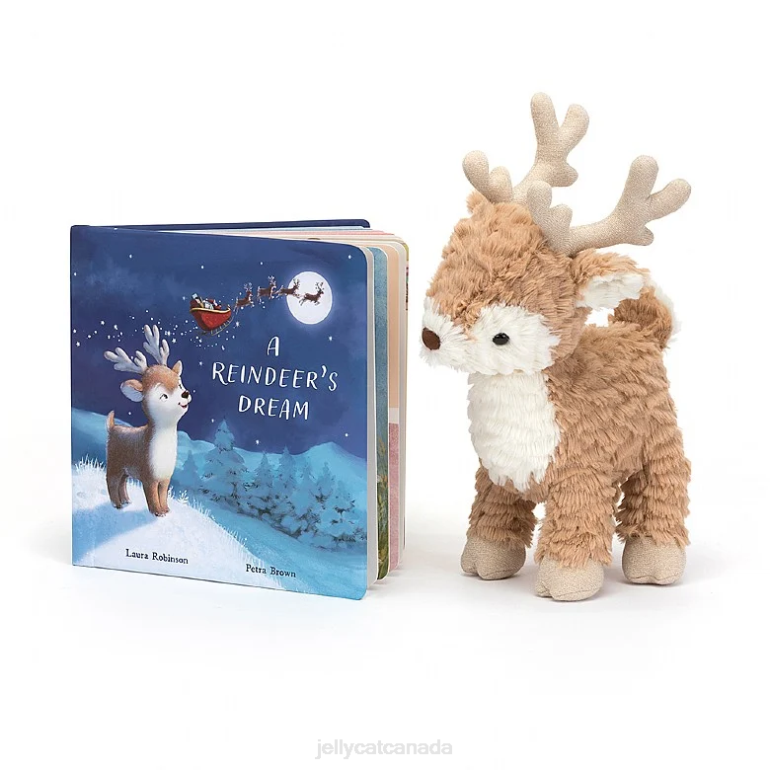 Jellycat Mitzi Reindeer's Dream Book and Mitzi Reindeer Brown and White BV0TH548 Book