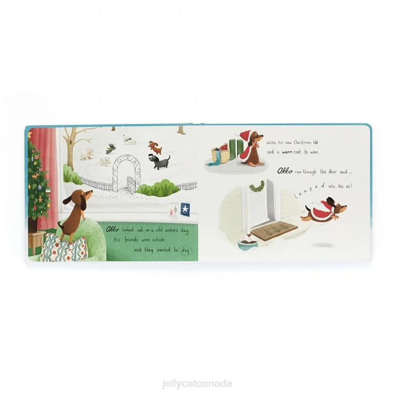 Jellycat Otto's Snowy Christmas Book & Winter Warmer Otto Sausage Dog Brown BV0TH305 Book