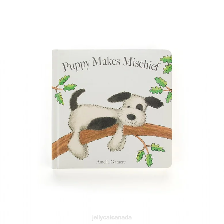Jellycat Puppy Makes Mischief Book and Bashful Puppy Black and White BV0TH747 Book