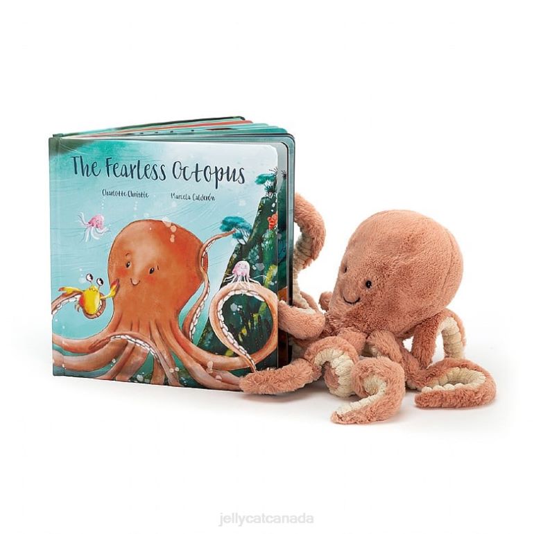 Jellycat The Fearless Octopus Book and Odell Octopus Apricot BV0TH810 Book