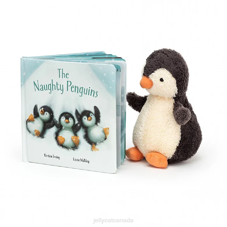 Jellycat The Naughty Penguins Book and Peanut Penguin Grey BV0TH649 Book