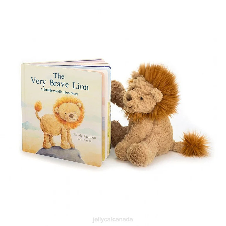 Jellycat The Very Brave Lion Book and Fuddlewuddle Lion Tan BV0TH692 Book