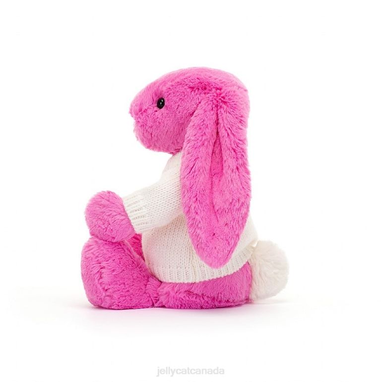 Jellycat Bashful Bunny with Personalised Cream Jumper Hot Pink BV0TH216 Toy