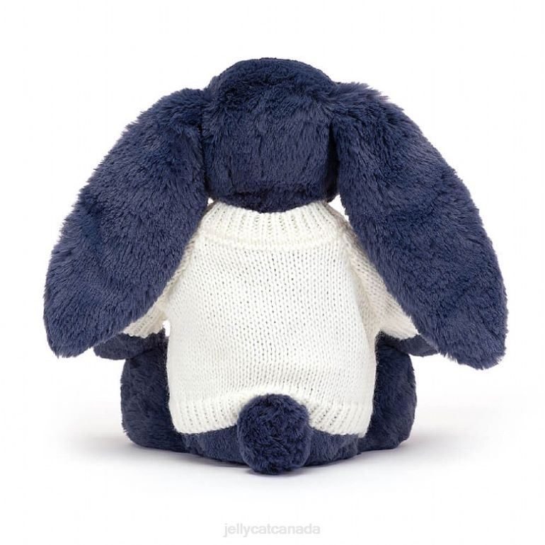 Jellycat Bashful Bunny with Personalised Cream Jumper Navy BV0TH389 Toy
