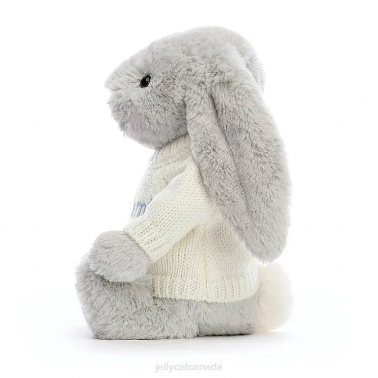 Jellycat Bashful Bunny with Personalised Cream Jumper Silver BV0TH371 Toy