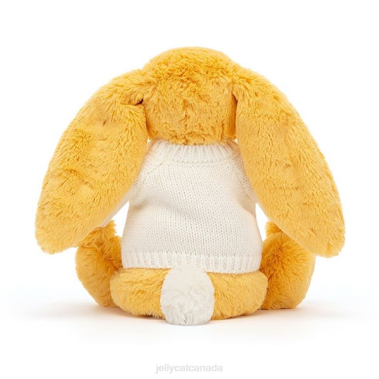 Jellycat Bashful Bunny with Personalised Cream Jumper Sunshine BV0TH483 Toy