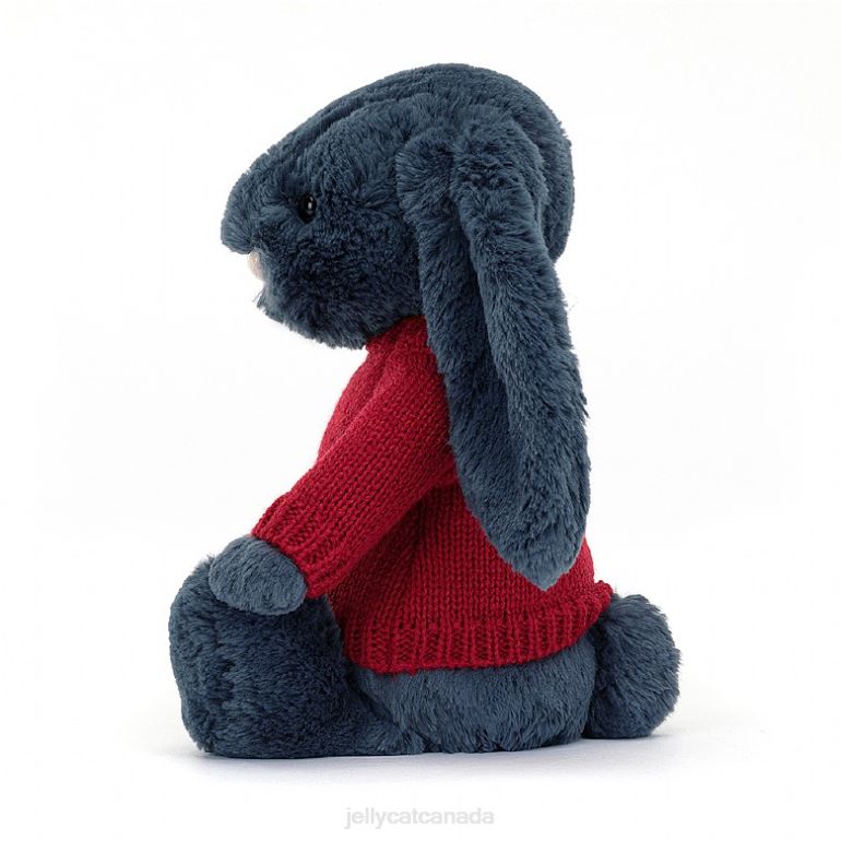 Jellycat Bashful Bunny with Personalised Red Jumper Navy BV0TH374 Toy