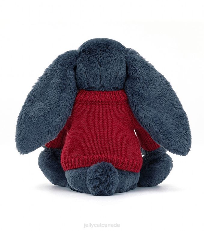 Jellycat Bashful Bunny with Personalised Red Jumper Navy BV0TH374 Toy
