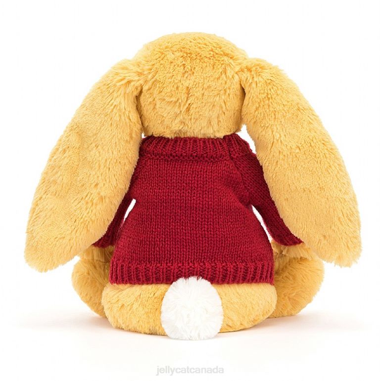 Jellycat Bashful Bunny with Personalised Red Jumper Sunshine BV0TH332 Toy