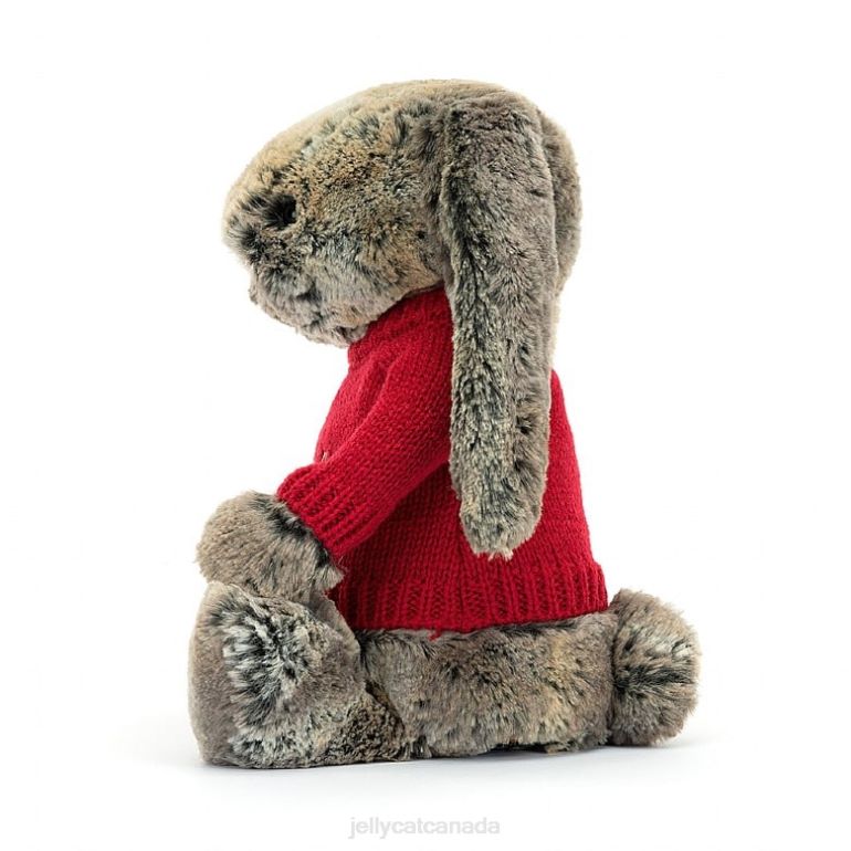 Jellycat Bashful Cottontail Bunny with Personalised Red Jumper Grey BV0TH414 Toy