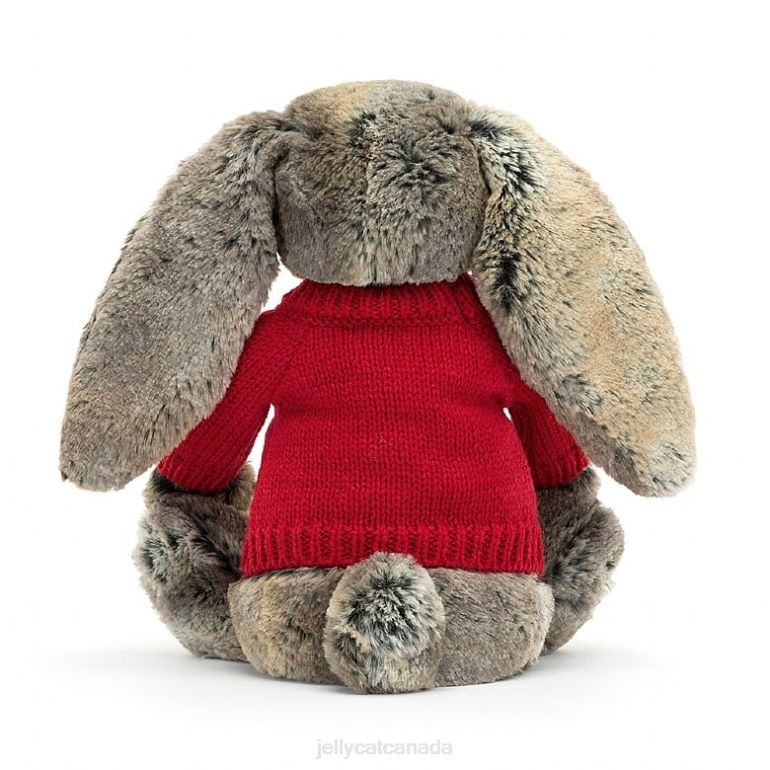 Jellycat Bashful Cottontail Bunny with Personalised Red Jumper Grey BV0TH414 Toy