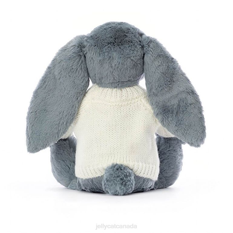 Jellycat Bashful Dusky Bunny with Personalised Cream Jumper Blue BV0TH266 Toy