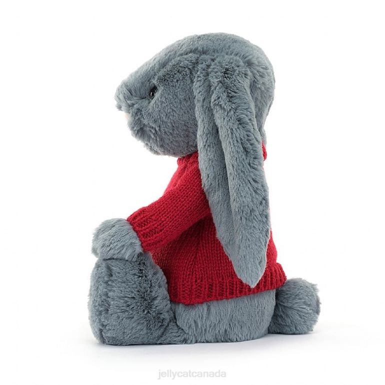 Jellycat Bashful Dusky Bunny with Personalised Red Jumper Blue BV0TH473 Toy