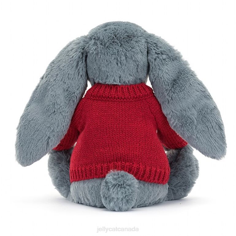 Jellycat Bashful Dusky Bunny with Personalised Red Jumper Blue BV0TH473 Toy