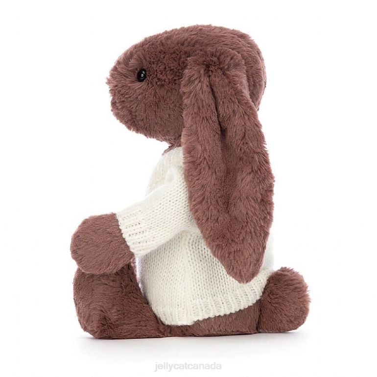 Jellycat Bashful Fudge Bunny with Personalised Cream Jumper Chocolate BV0TH513 Toy
