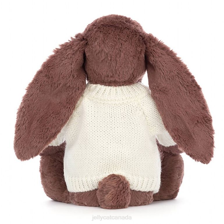 Jellycat Bashful Fudge Bunny with Personalised Cream Jumper Chocolate BV0TH513 Toy