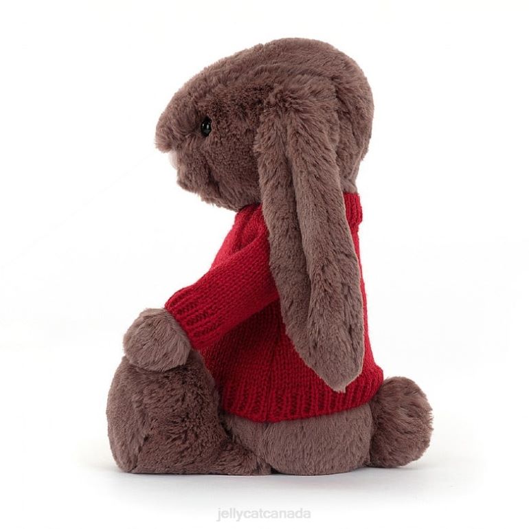 Jellycat Bashful Fudge Bunny with Personalised Red Jumper Chocolate BV0TH511 Toy