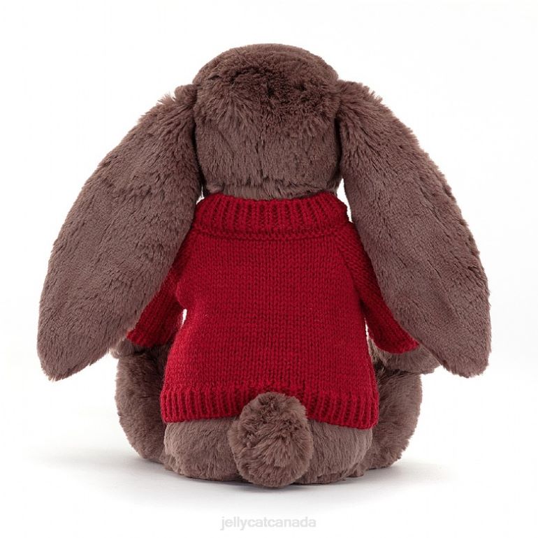 Jellycat Bashful Fudge Bunny with Personalised Red Jumper Chocolate BV0TH511 Toy