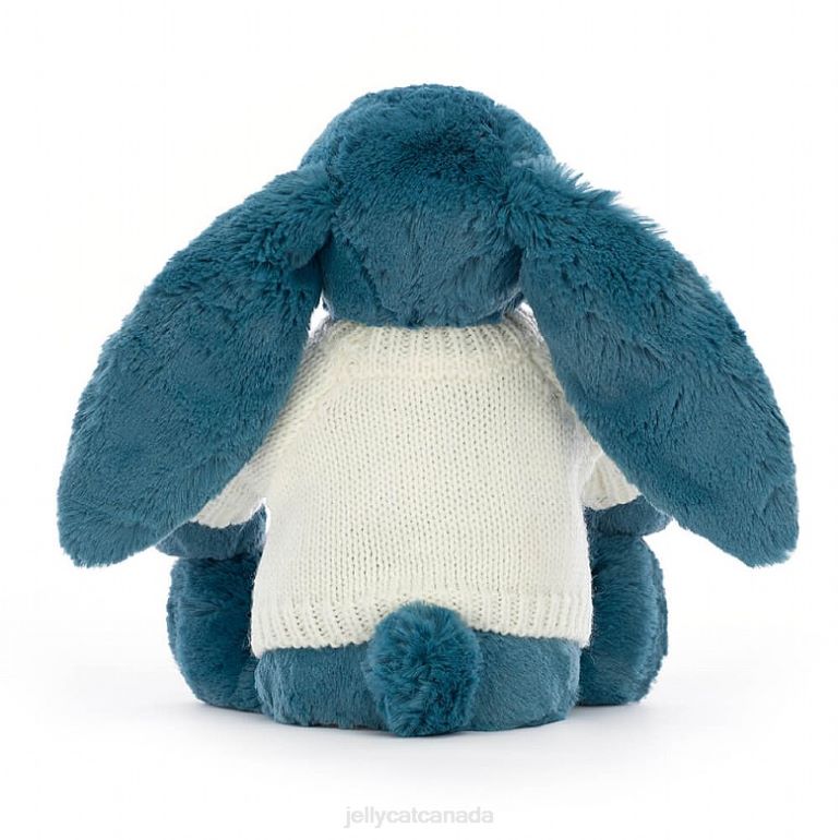 Jellycat Bashful Mineral Blue Bunny with Personalised Cream Jumper Colbalt Blue BV0TH330 Toy