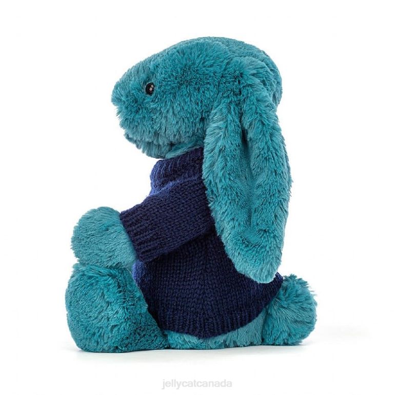 Jellycat Bashful Mineral Blue Bunny with Personalised Navy Jumper Colbalt Blue BV0TH316 Toy