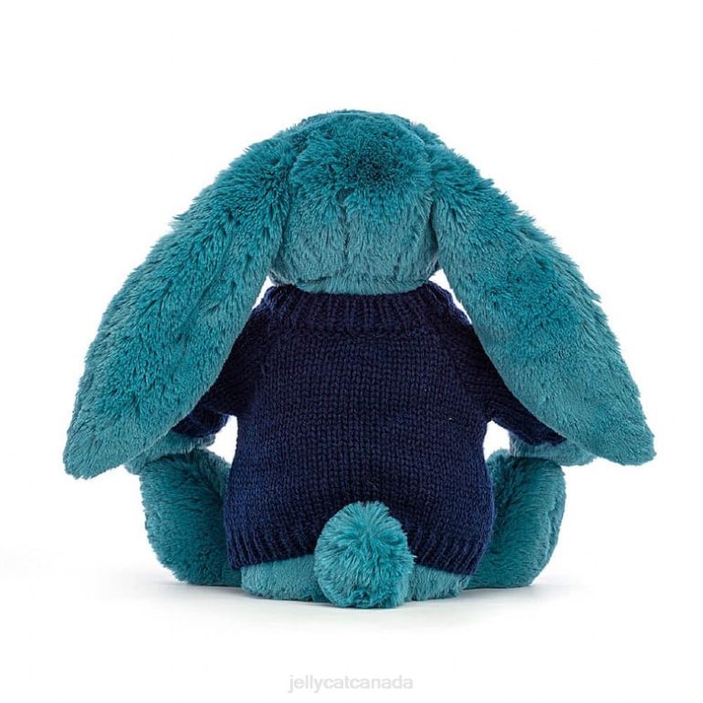 Jellycat Bashful Mineral Blue Bunny with Personalised Navy Jumper Colbalt Blue BV0TH316 Toy