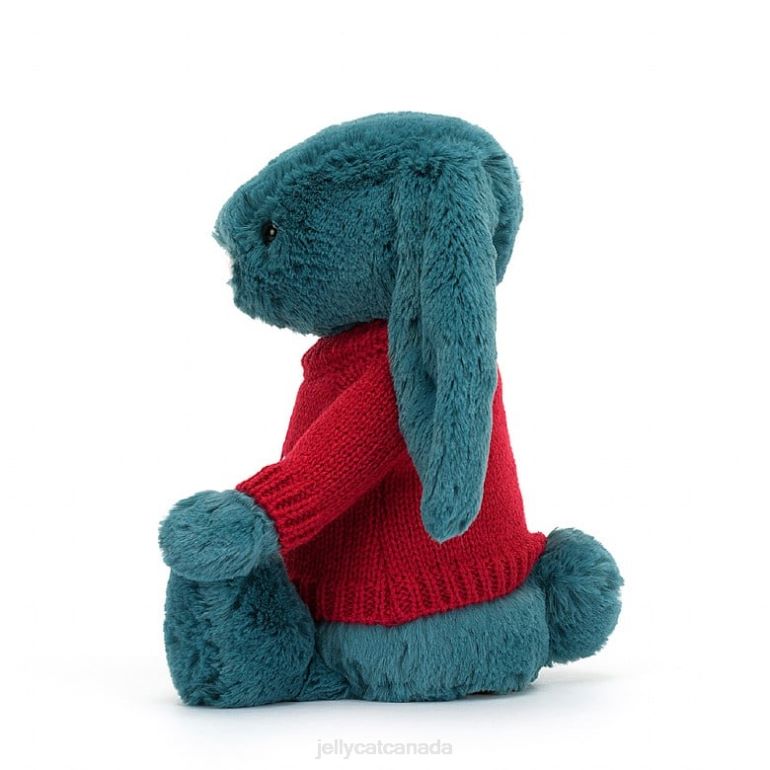 Jellycat Bashful Mineral Blue Bunny with Personalised Red Jumper Colbalt Blue BV0TH415 Toy