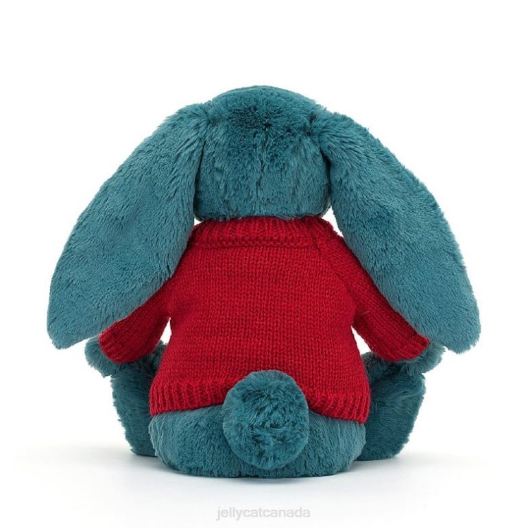 Jellycat Bashful Mineral Blue Bunny with Personalised Red Jumper Colbalt Blue BV0TH415 Toy