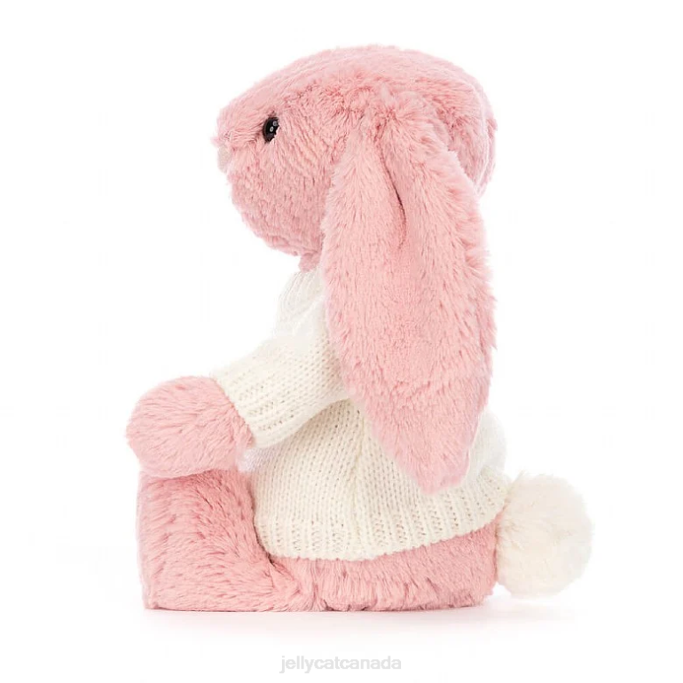 Jellycat Bashful Petal Bunny with Personalised Cream Jumper Sorbet Pink BV0TH243 Toy