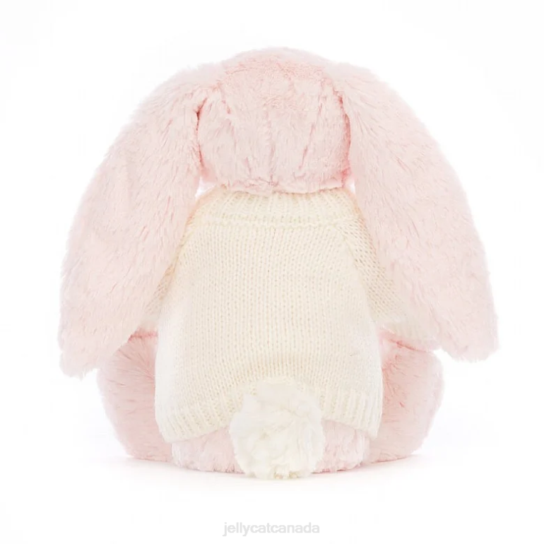 Jellycat Bashful Pink Bunny with Personalised Cream Jumper Baby Pink BV0TH159 Toy