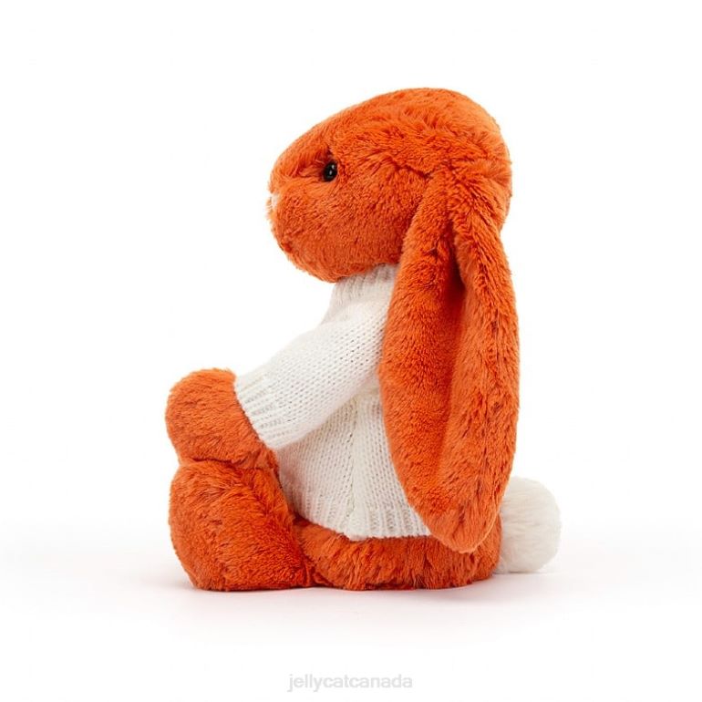 Jellycat Bashful Tangerine Bunny with Personalised Cream Jumper Orange BV0TH504 Toy