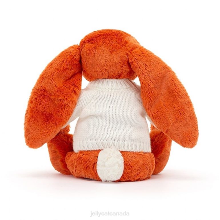 Jellycat Bashful Tangerine Bunny with Personalised Cream Jumper Orange BV0TH504 Toy