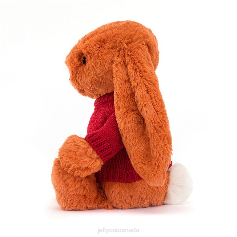 Jellycat Bashful Tangerine Bunny with Personalised Red Jumper Orange BV0TH509 Toy