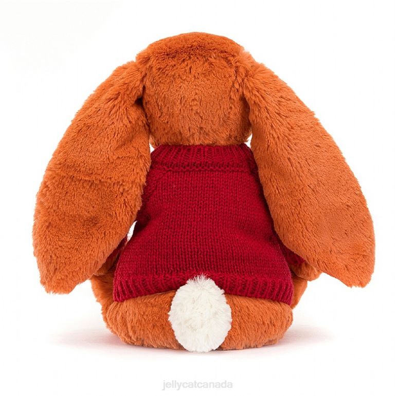 Jellycat Bashful Tangerine Bunny with Personalised Red Jumper Orange BV0TH509 Toy