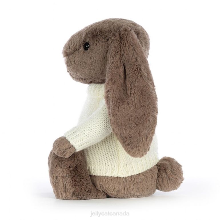 Jellycat Bashful Truffle Bunny with Personalised Cream Jumper Brown BV0TH281 Toy