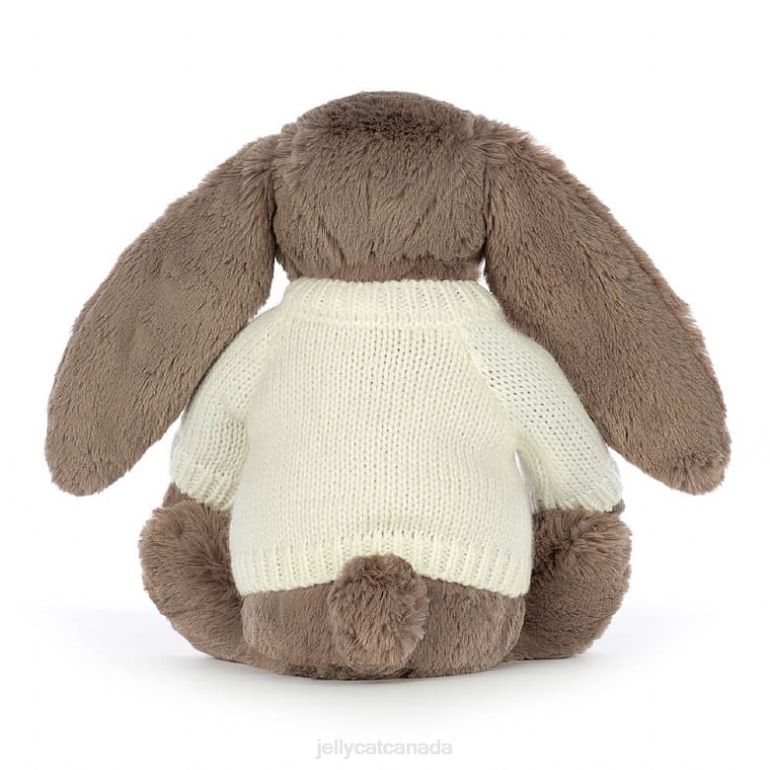 Jellycat Bashful Truffle Bunny with Personalised Cream Jumper Brown BV0TH281 Toy