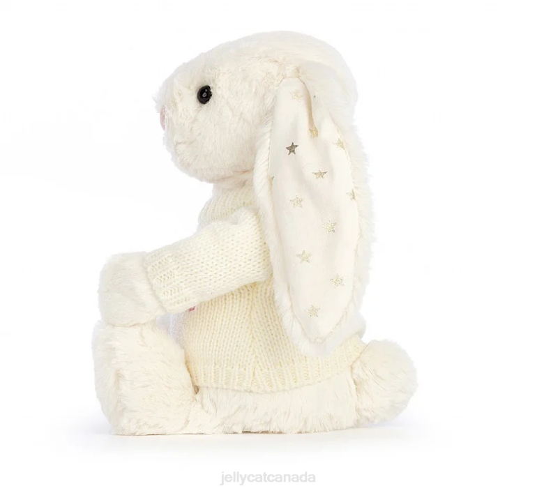 Jellycat Bashful Twinkle Bunny with Personalised Jumper Cream BV0TH188 Toy