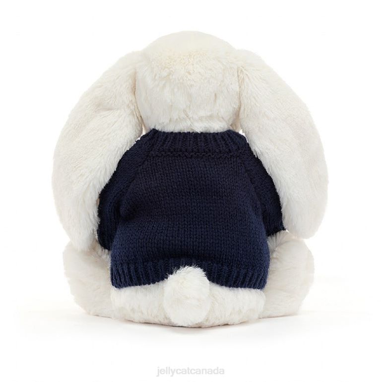 Jellycat Bashful Twinkle Bunny with Personalised Navy Jumper Cream BV0TH312 Toy