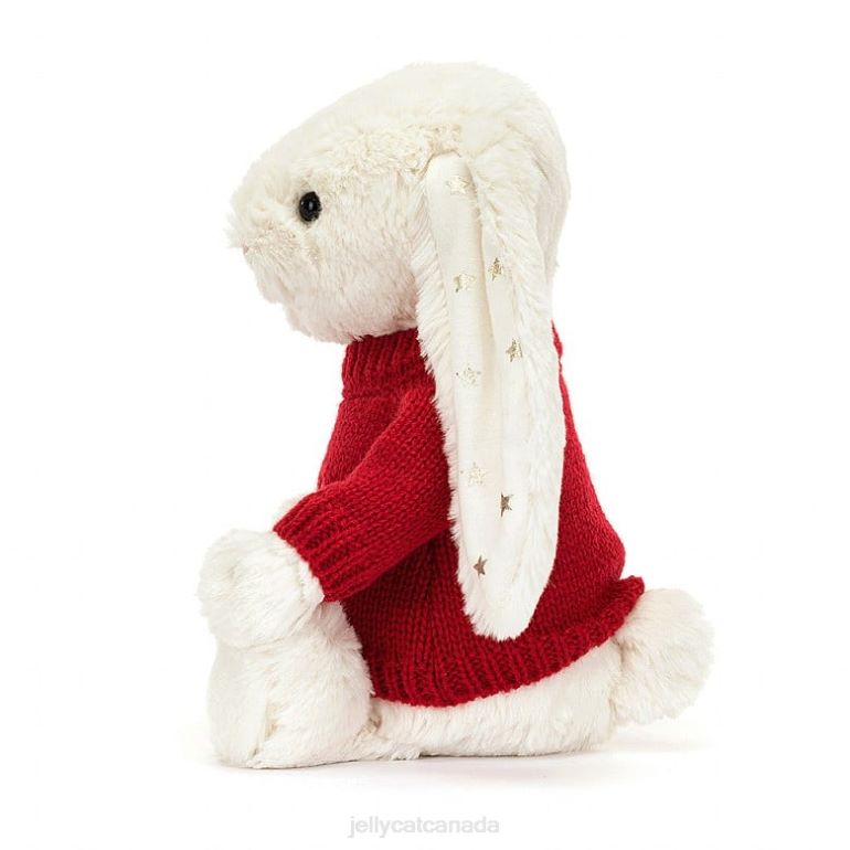 Jellycat Bashful Twinkle Bunny with Personalised Red Jumper Cream BV0TH213 Toy
