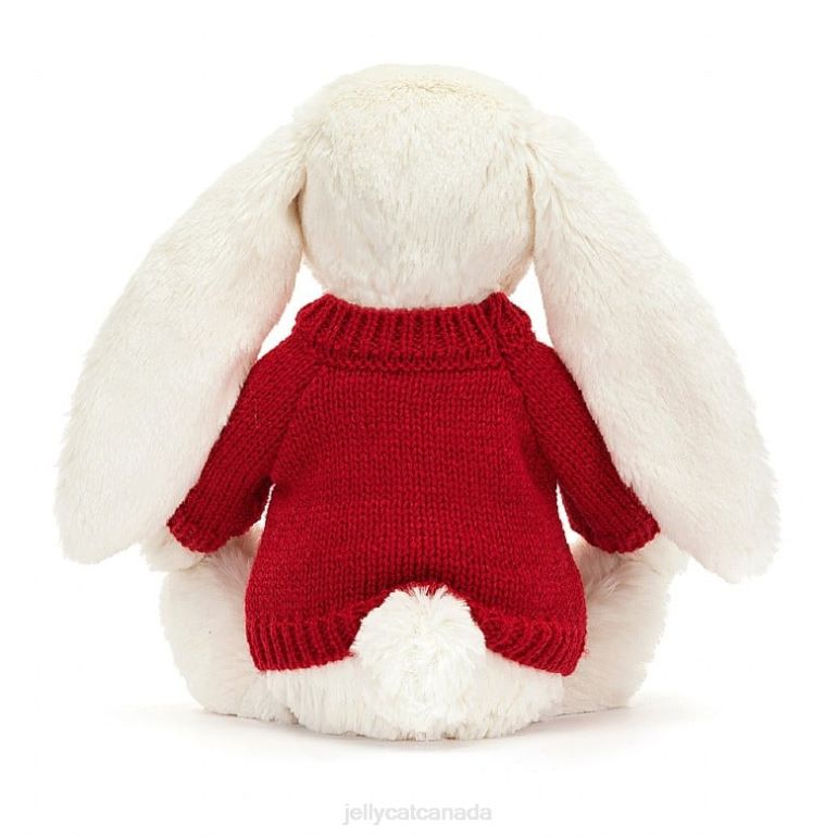 Jellycat Bashful Twinkle Bunny with Personalised Red Jumper Cream BV0TH213 Toy