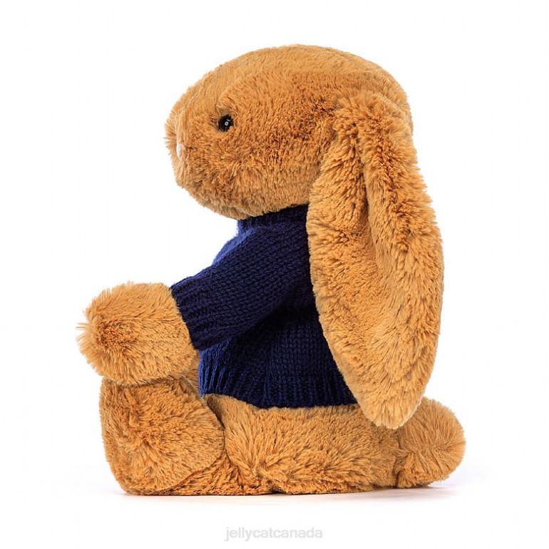 Jellycat Bashful en Bunny with Personalised Navy Jumper Gold BV0TH471 Toy