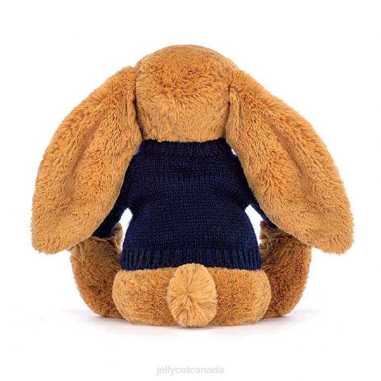 Jellycat Bashful en Bunny with Personalised Navy Jumper Gold BV0TH471 Toy
