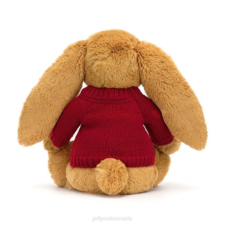 Jellycat Bashful en Bunny with Personalised Red Jumper Gold BV0TH333 Toy