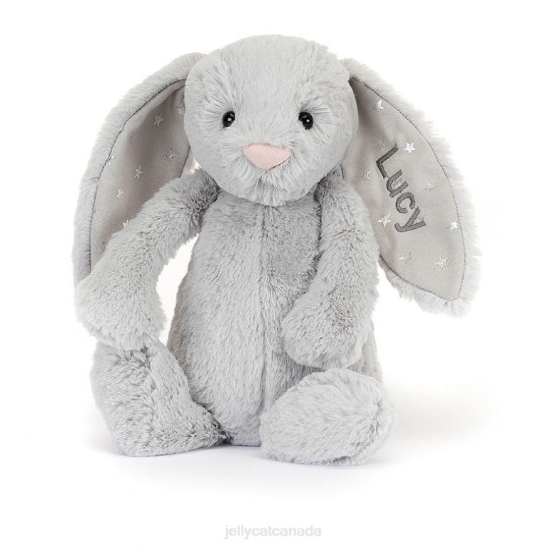 Jellycat Personalised Bashful Shimmer Bunny Medium Grey BV0TH236 Toy
