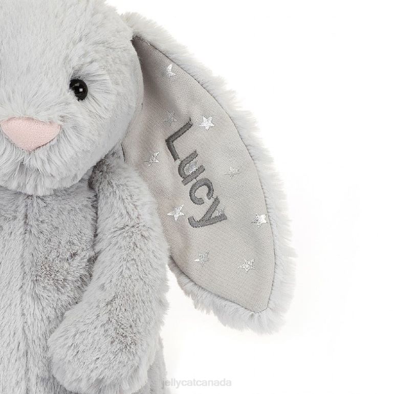 Jellycat Personalised Bashful Shimmer Bunny Medium Grey BV0TH236 Toy