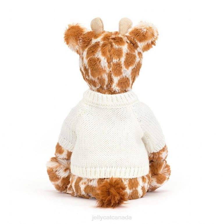 Jellycat Bashful Giraffe with Personalised Cream Jumper Orange BV0TH240 Toy